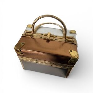 Vintage Lisette New York Train Case, "Lunch Box", Purse, Handbag metallic gold